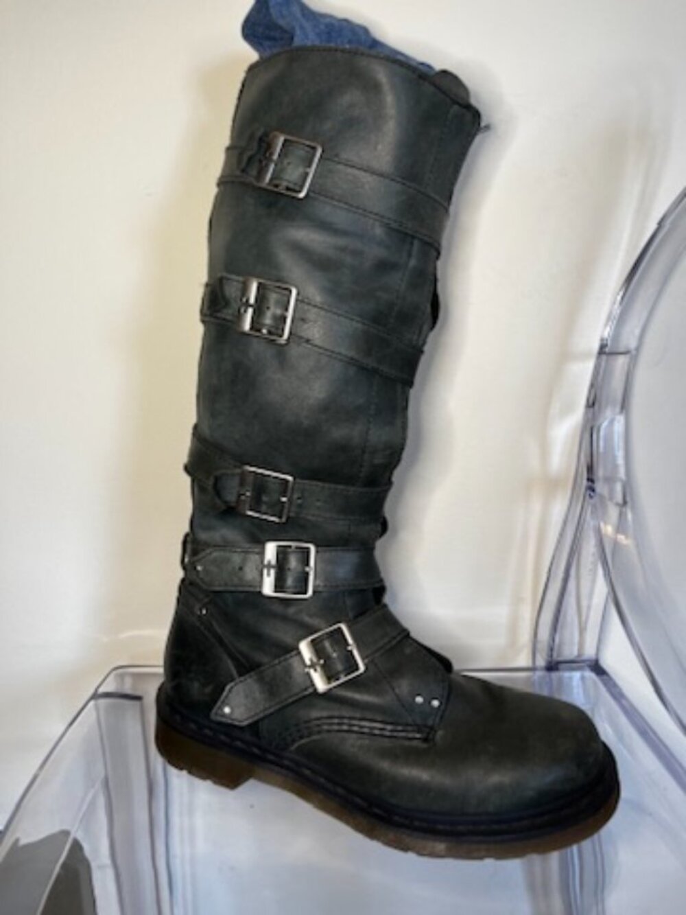 RARE Dr. Martens "Phina" 5 buckle-strap knee-high leather boots - Picture 10 of 15